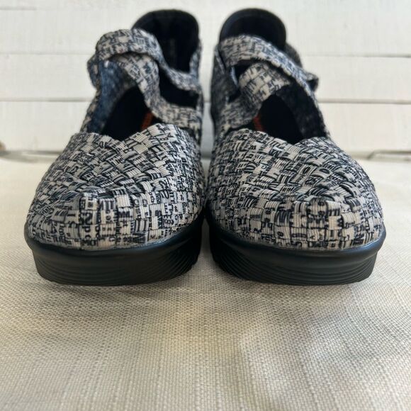 bernie mev. Lulia Newsprint Black White Woven Shoes wedge size 41 - Picture 6 of 11